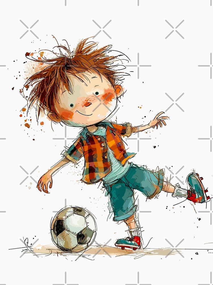 Little Boy Playing Soccer by Liededrom.