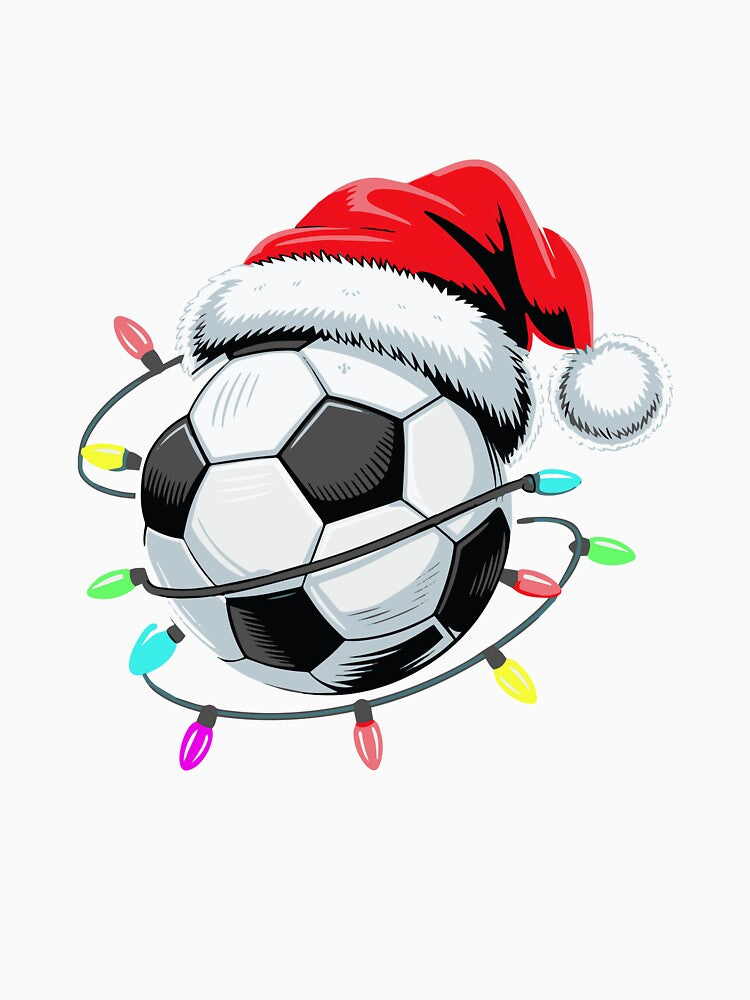 Santa Soccer Ball Christmas Lights Kids Boys Women Men Youth by clothesy7