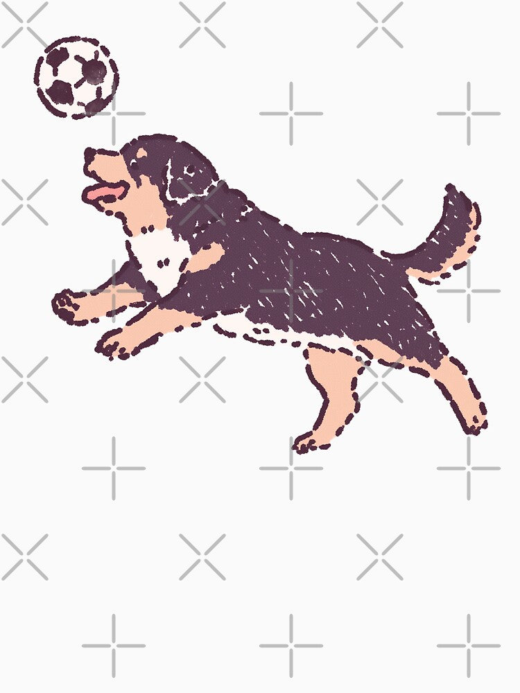 Soccer Football Rottweiler, playful textured illustration by Magnificent Lizard