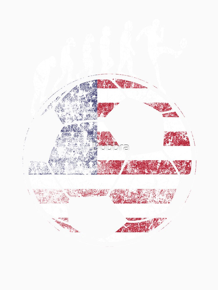 Soccer Evolution American Flag on Soccer Ball T-Shirt by Dubbra