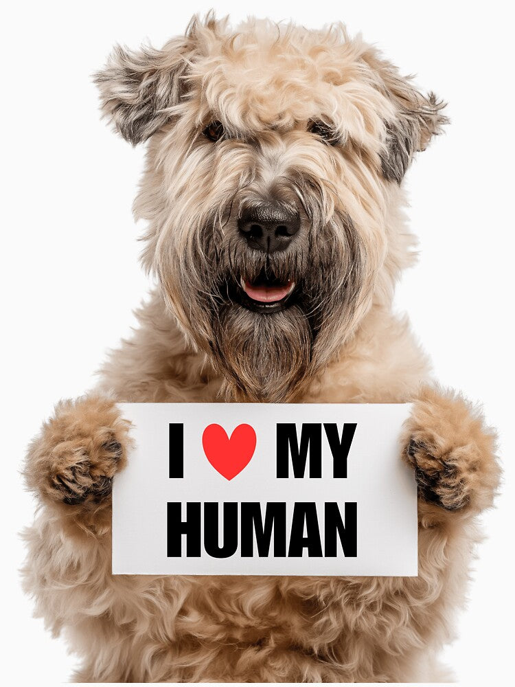 Cute Soft Coated Wheaten Terrier with Signboard I love my Human by LazyOwlStore