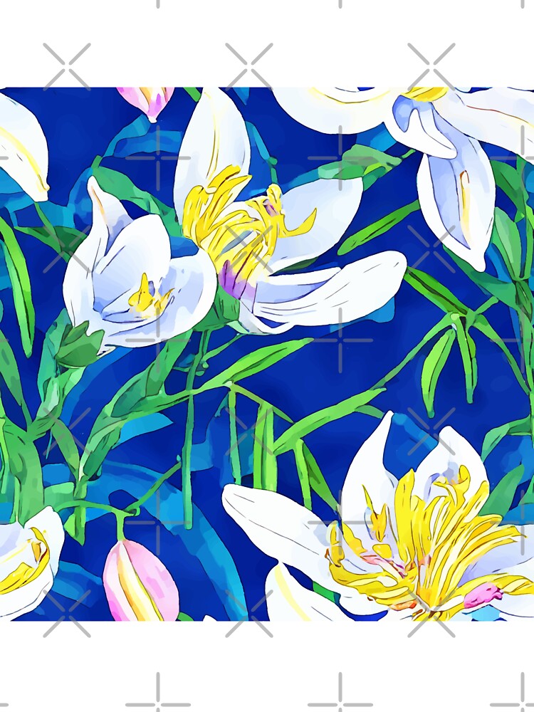 Large scale crocuses on blue by SophieClimaArt
