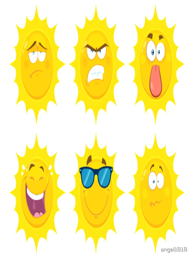 Funny cute yellow sun face sticker by angel1818