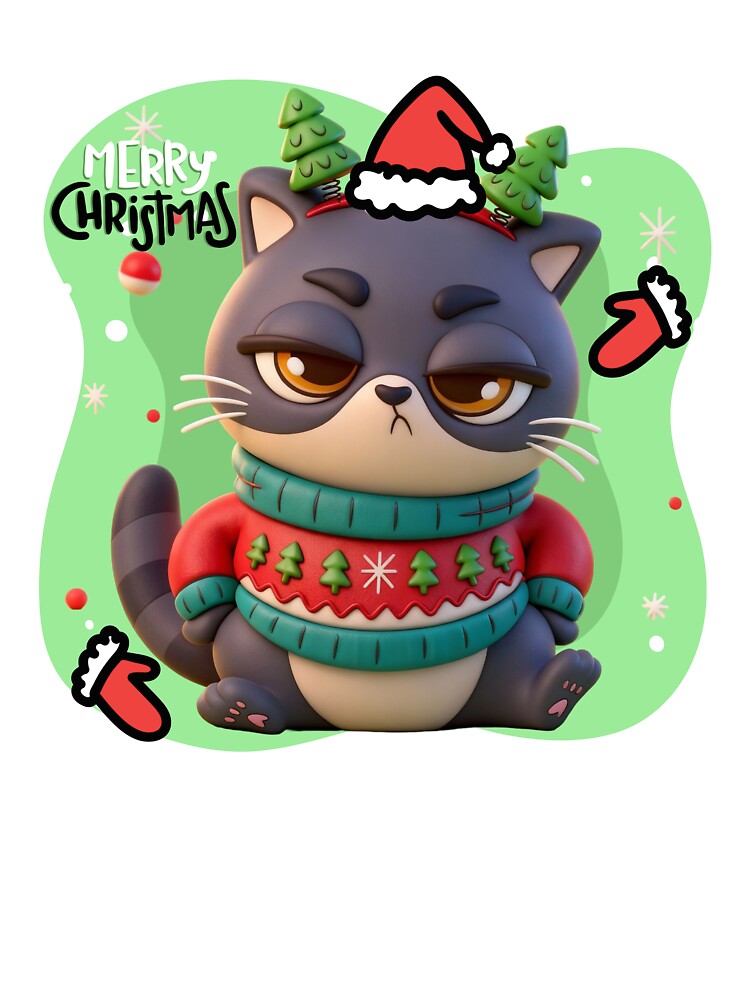 Merry Christmas Cat bad mood Oversized T-Shirt by moodlyx