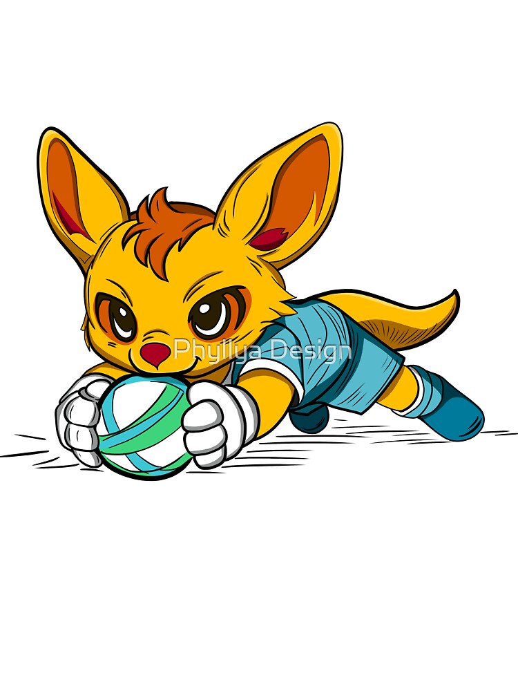 Cute Kangaroo Playing Football Cartoon by Phyllya Design