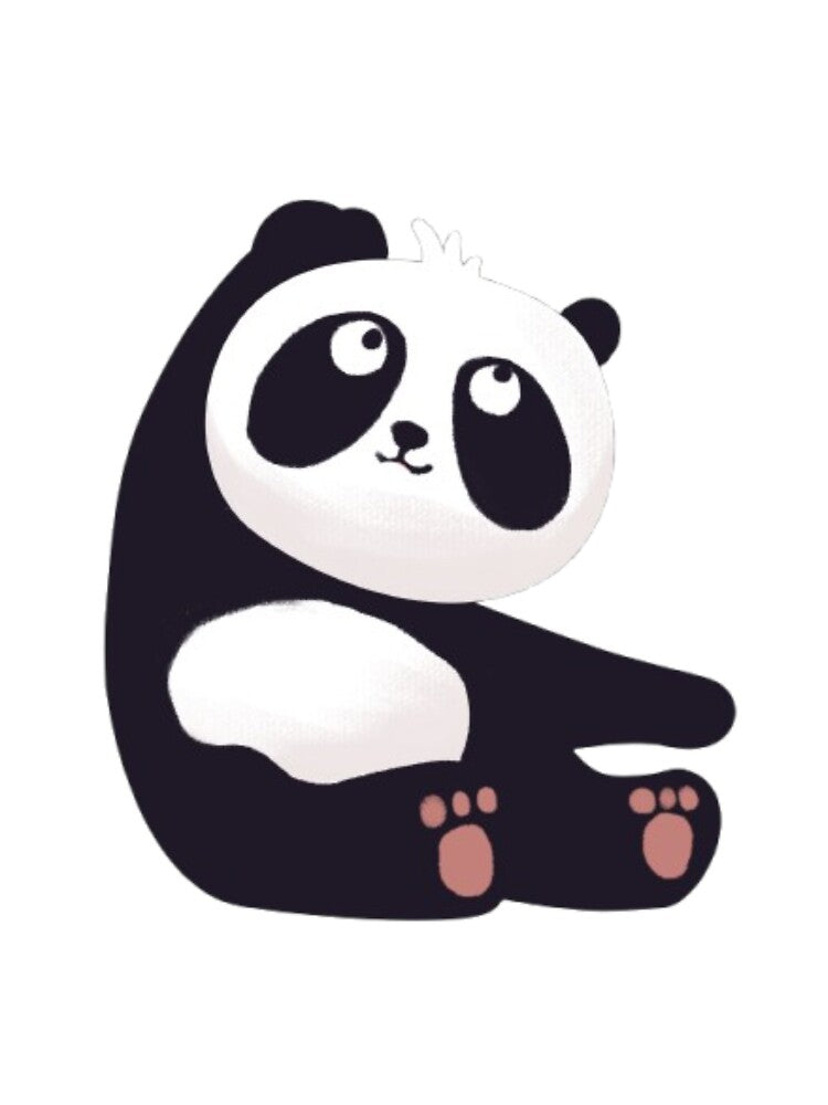 Soft Panda Gazing Up Textured Art | Kawaii Panda Aesthetic Gift for Her | Cute Panda Hoodie Tee by SOLIORA  ATELIER