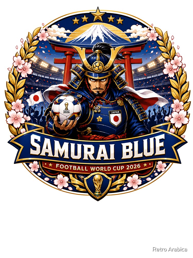 Samurai Blue Japanese Football Crest by Retro Arabica