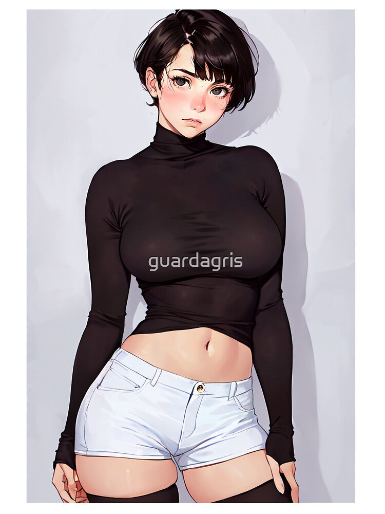 a girl with short anime style hair by guardagris
