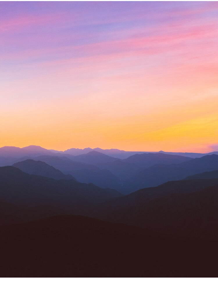 Beautiful Purple Orange Sunset Mountains by newburyboutique