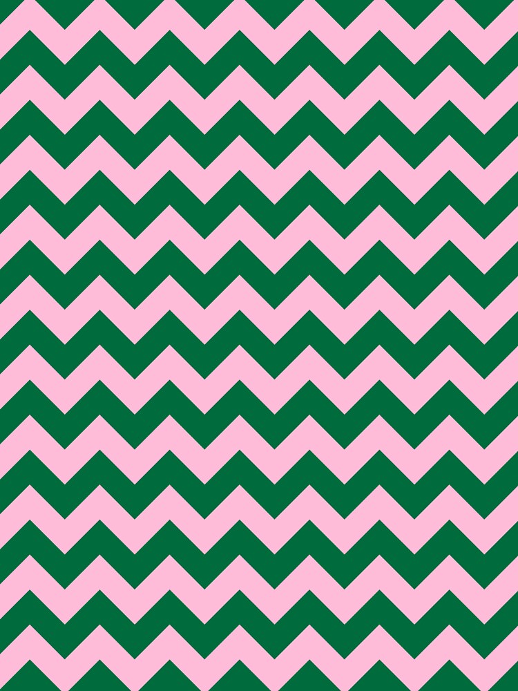 Cotton Candy Pink and Cadmium Green Horizontal Zigzags by ColorsPatterns