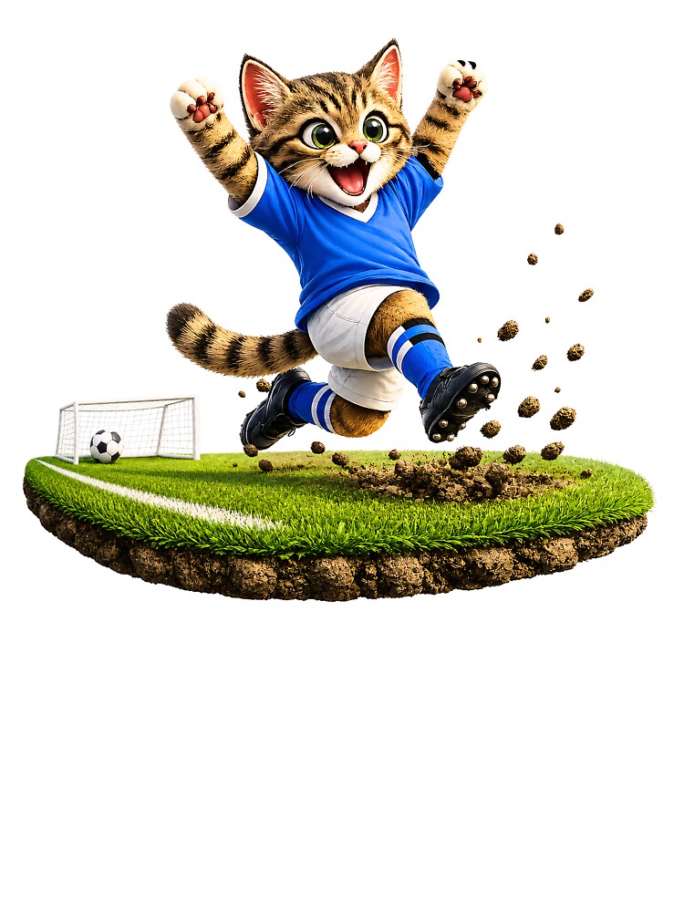 Cute Soccer Cat Goal Celebration Design - Funny Football Kitten by XingXingJia