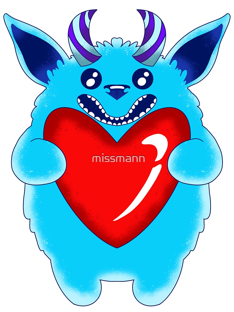 Blue Cotton Monster With Heart by missmann