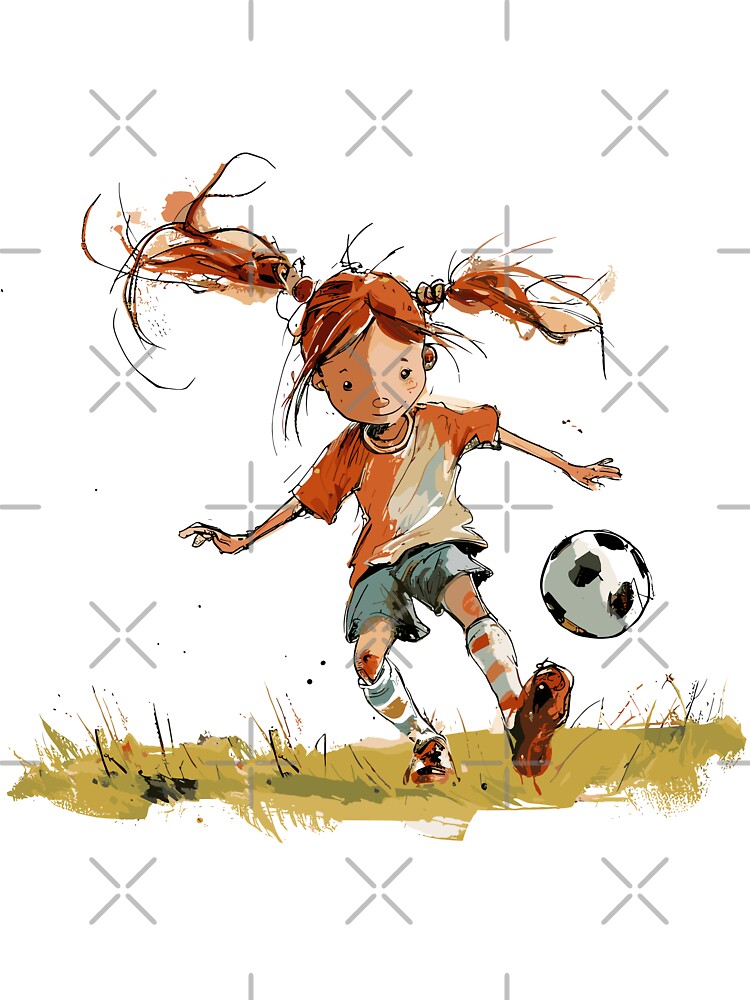 Little Girl Playing Soccer by Liededrom.