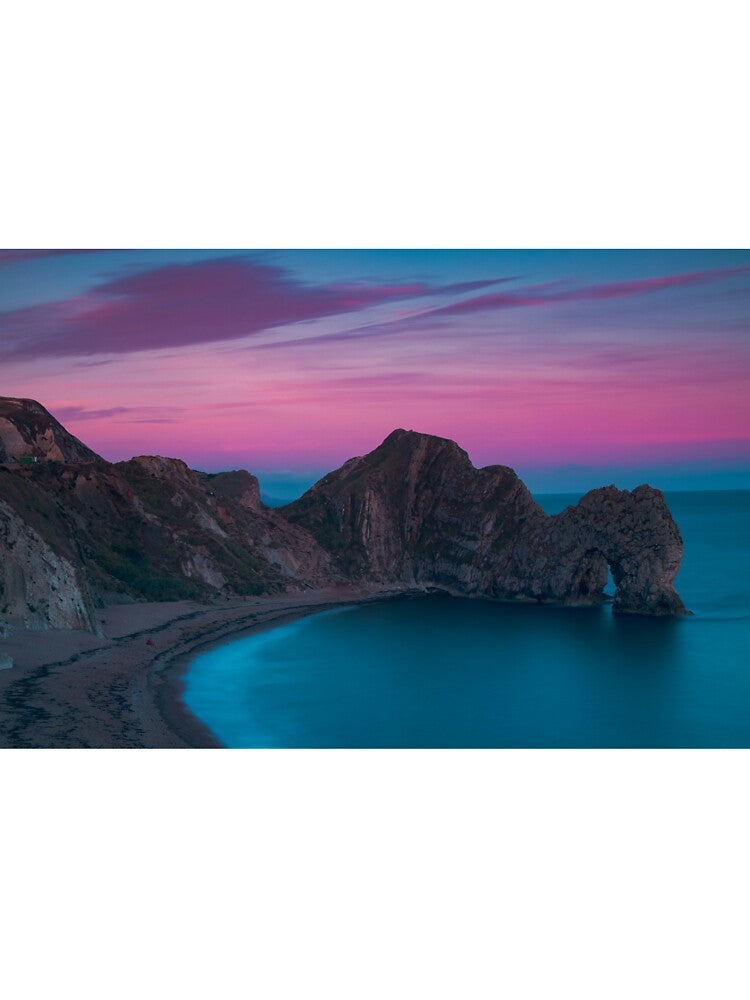 Pink Cotton Candy Ocean Sunset, Beach Sunset, Cliffs, Durdle Door, West Lulworth, United Kingdom by newburyboutique