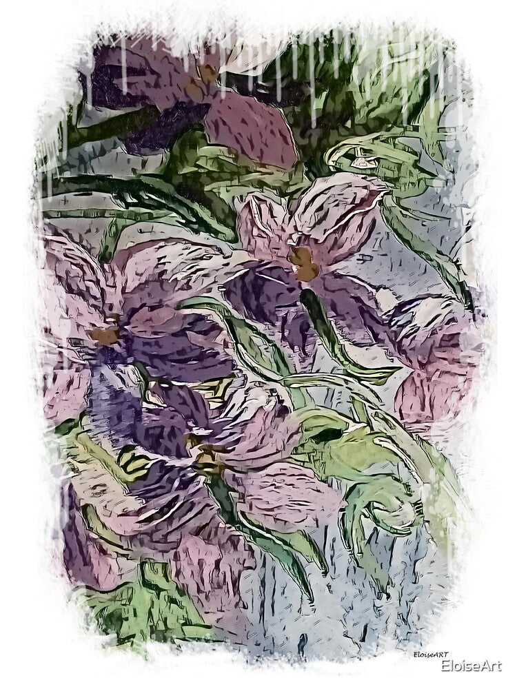 Purple and Pink Flower Garden by EloiseArt
