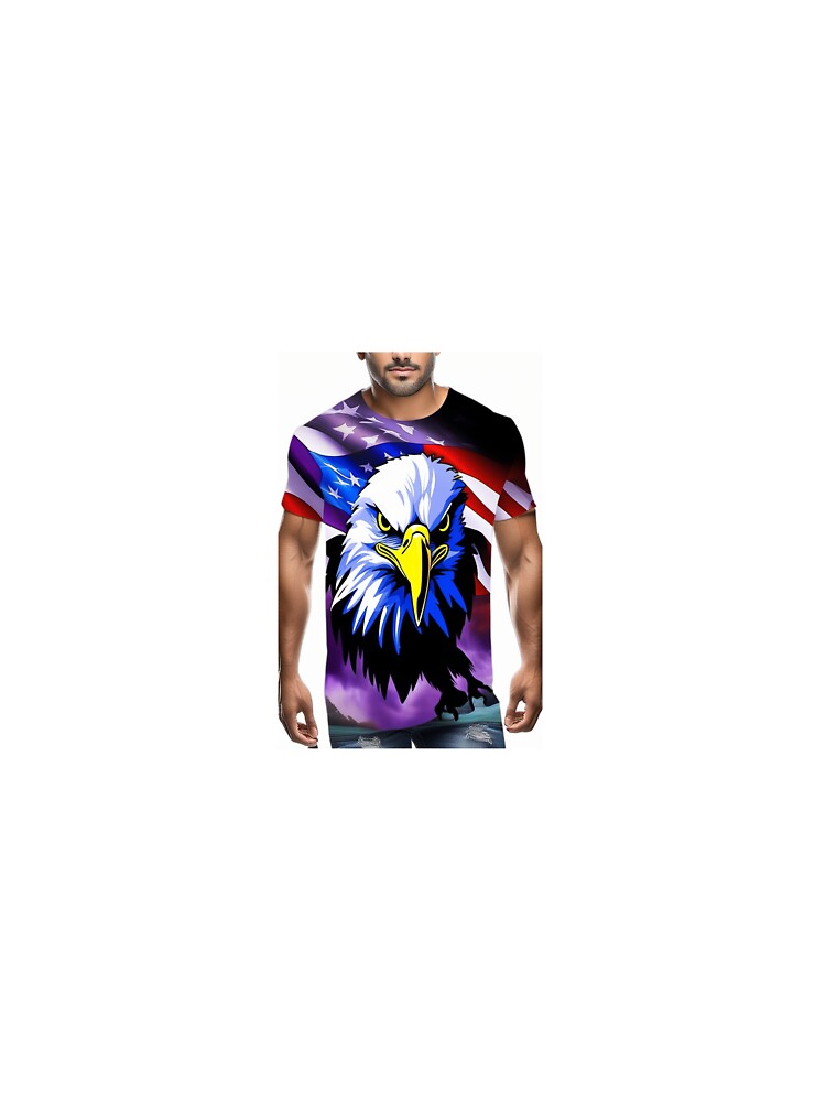 Casual Men's Tee with American Flag Eagle Design by Chukszy1