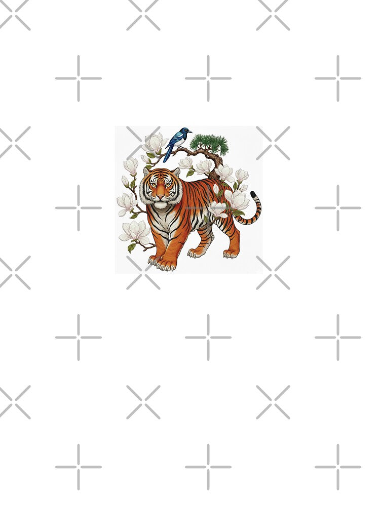 Majestic Korean Tiger & Cotton Flower - Premium Embroidery Heritage Art by ZZUETKKIT