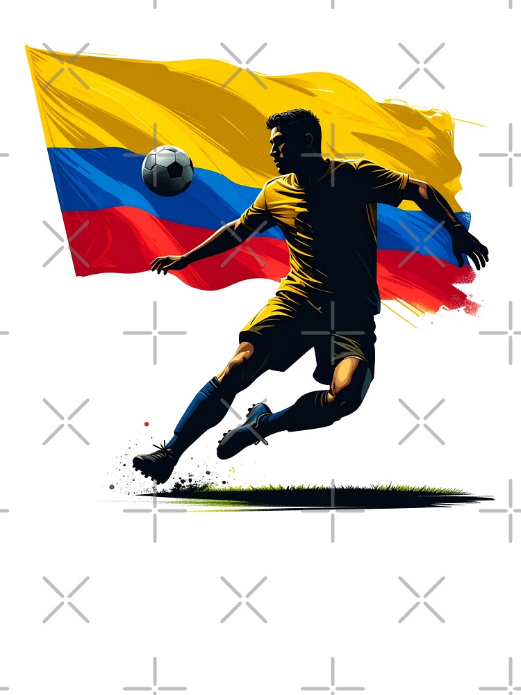 Colombia Soccer Player Art — Colombian Football Flag Action Fan Print by icemanphotos
