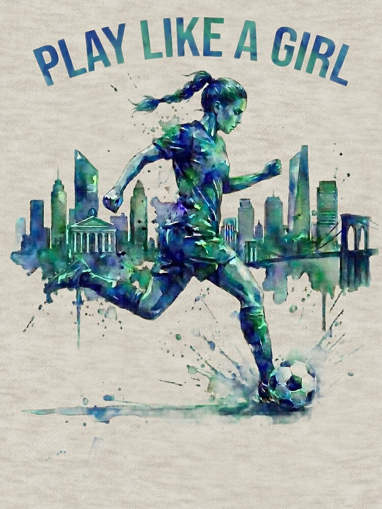 Play Like a Girl NYC Soccer Watercolor Art by laughingshirts