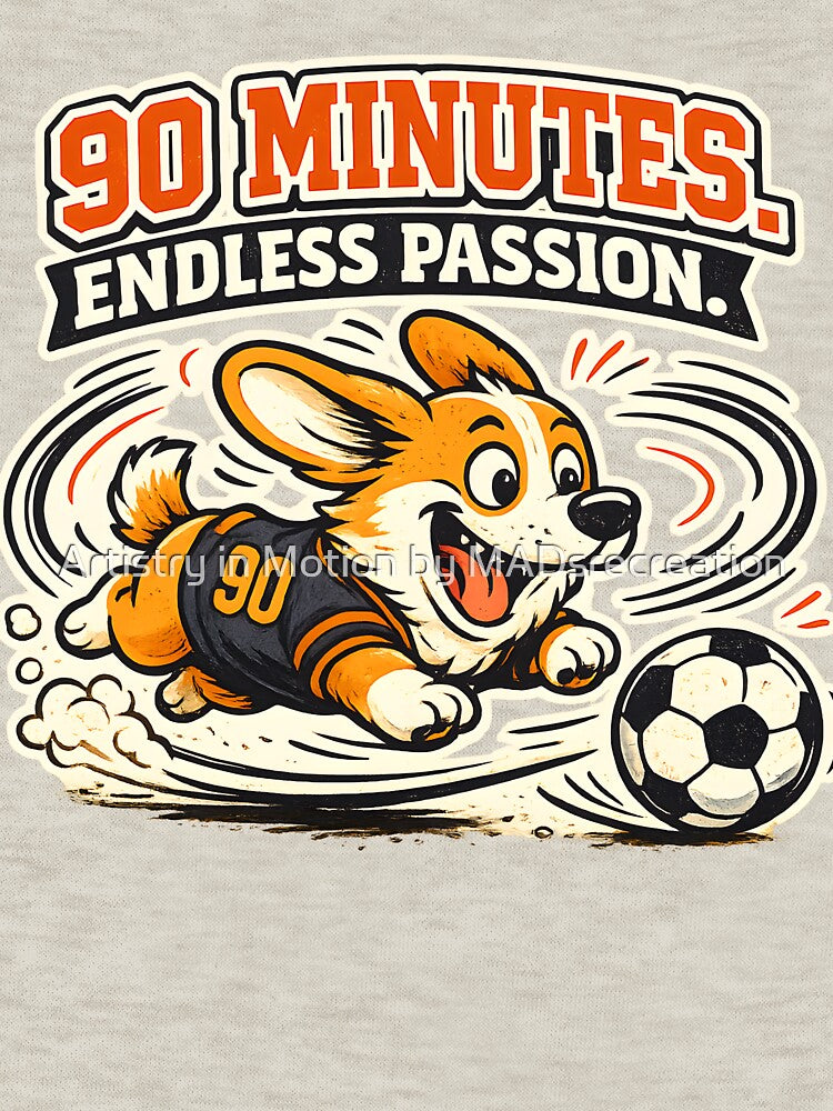 90 MINUTES. ENDLESS PASSION. – Funny Corgi Soccer Chase Vintage Mascot Illustration by  Artistry in Motion by MADsrecreation
