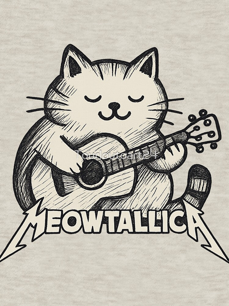 Meowtallica: Feline Guitarist in Metal Style by Tourloutoart24