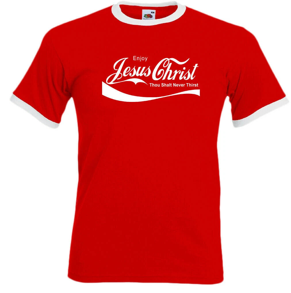 CHRISTIAN T-SHIRT Mens Christianity Religious God Bible Enjoy Jesus Funny Top