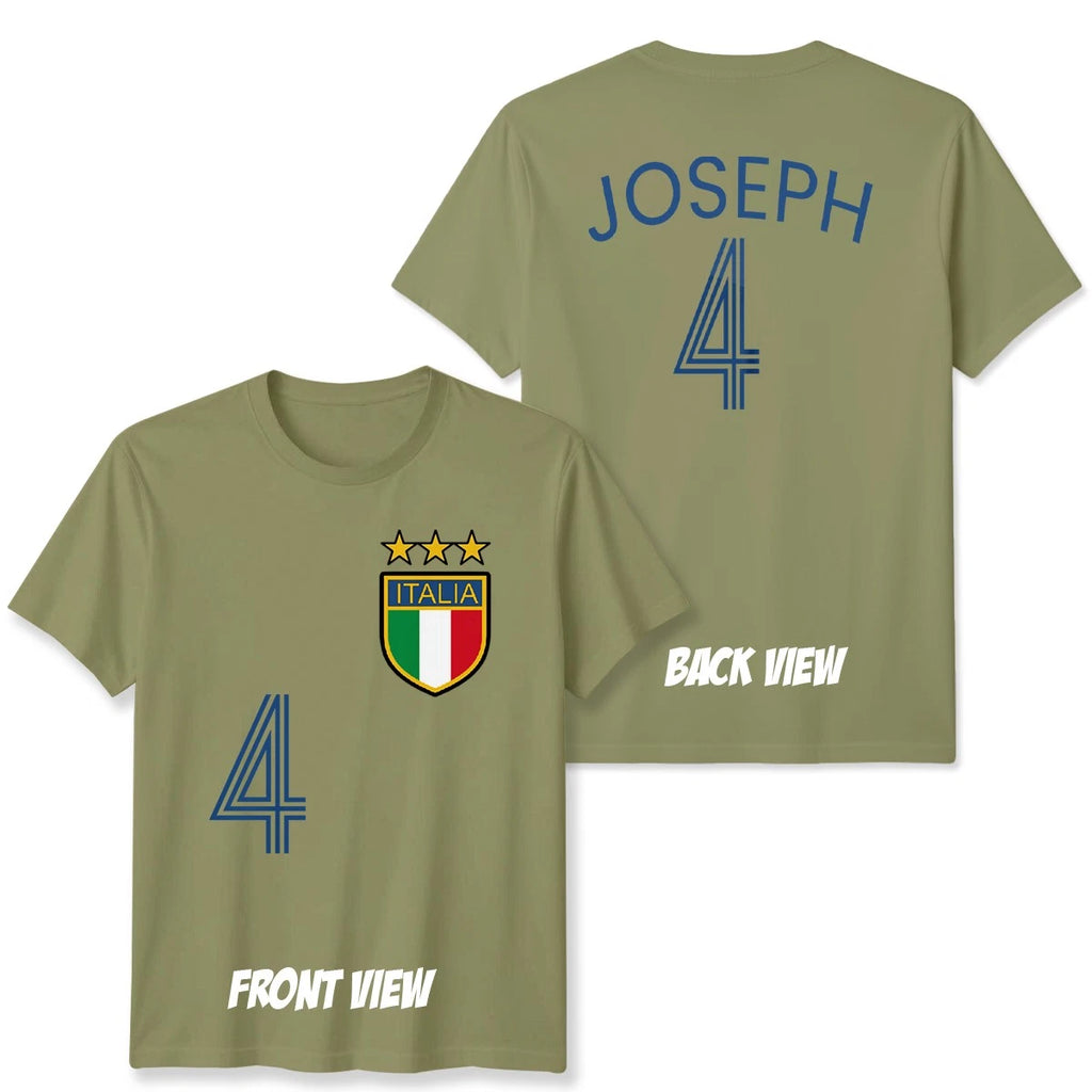 Italy Personalized Custom Name And Number Football Unisex T Shirt Game Day Gift