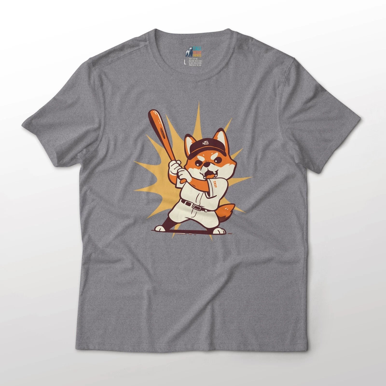 Shiba Inu Playing Baseball Cute Animal Sports Art Graphic T-Shirt