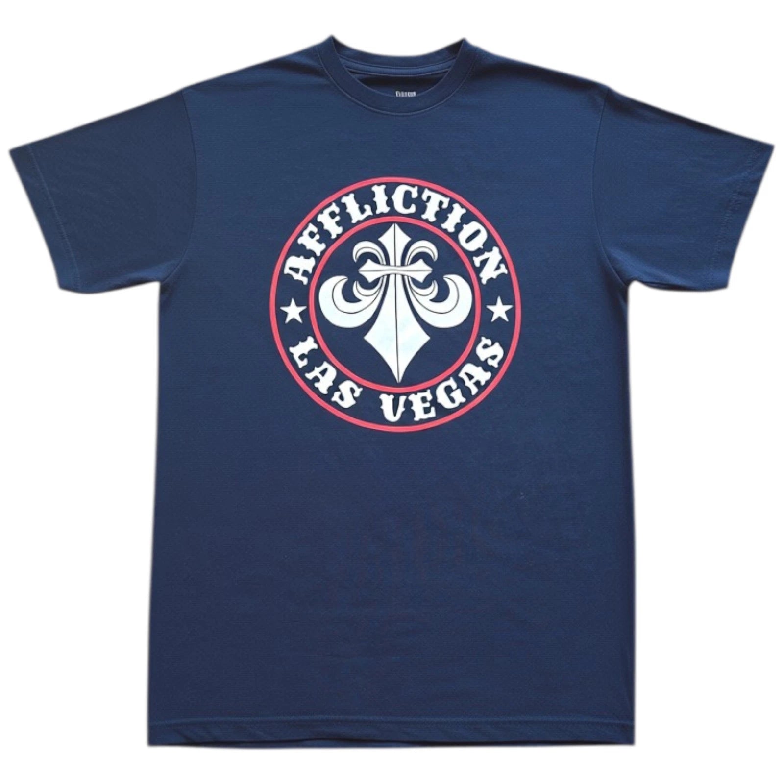 Mens Affliction Divio Las Vegas Fleur De Lis Black Y2K Graphic Tee T-Shirt S-XXL