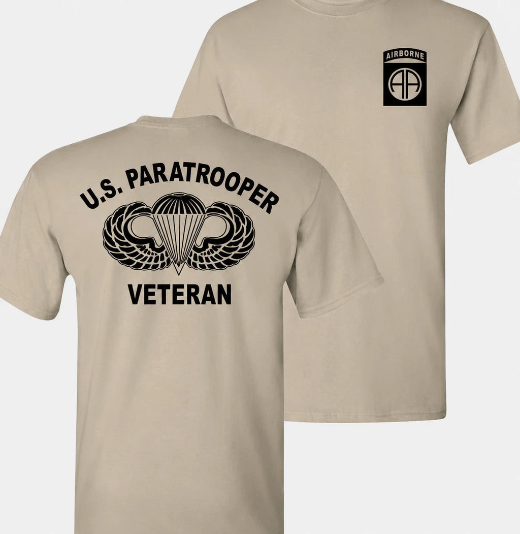 82nd Airborne Army Paratrooper Veteran Jump Wings T shirt Tee