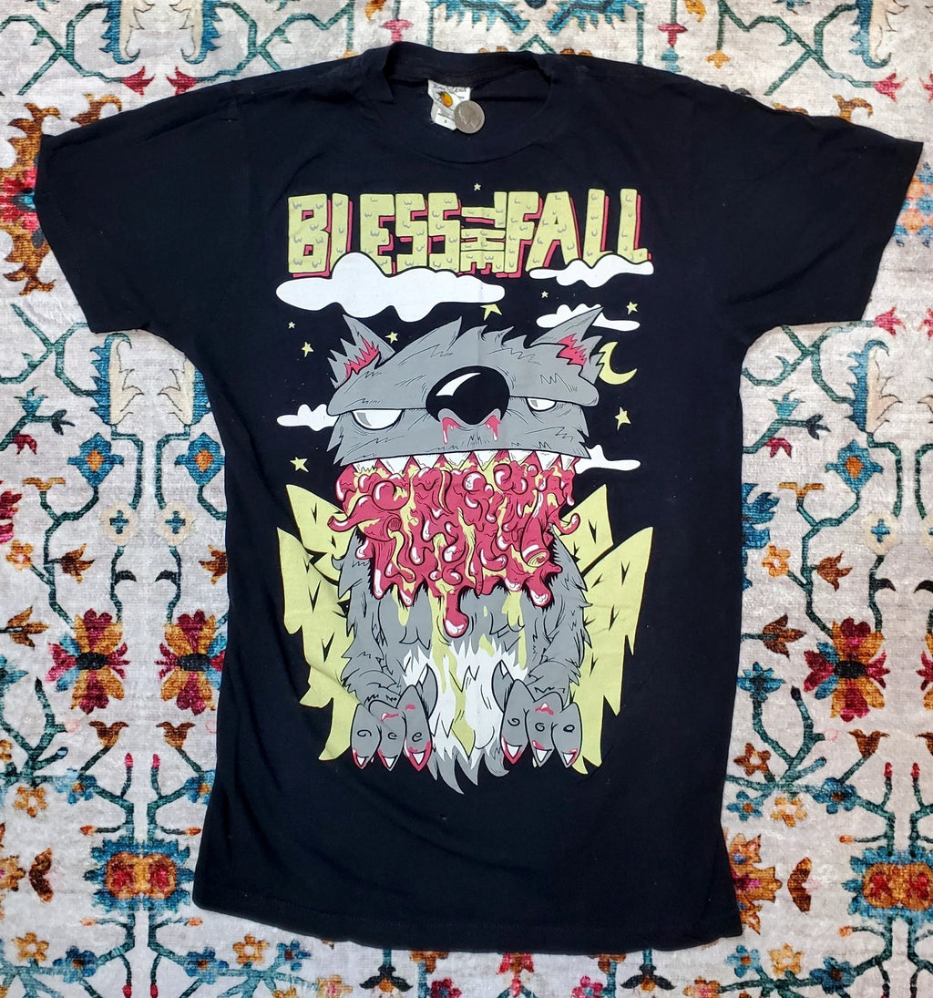 VTG Y2K Blessthefall Band Feral Cat MySpace Era T-Shirt Bay Island Sportswear S