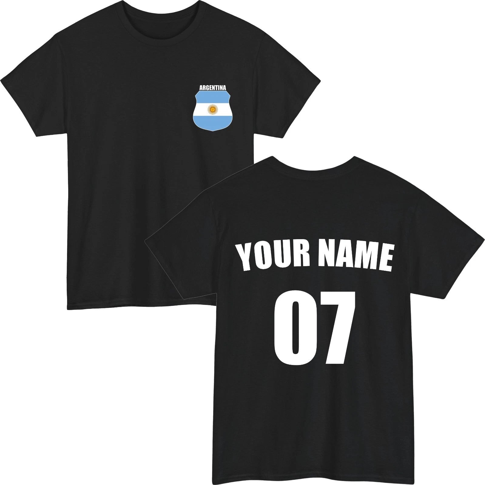 Personalised Argentina Football T-Shirt Custom Name Number Fan Unisex Tee Top