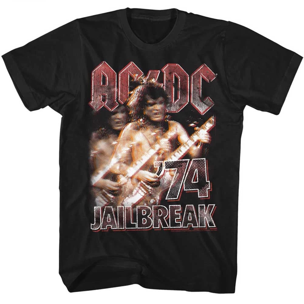 AC/DC Tall T-Shirt '74 Jailbreak Concert Black Tee