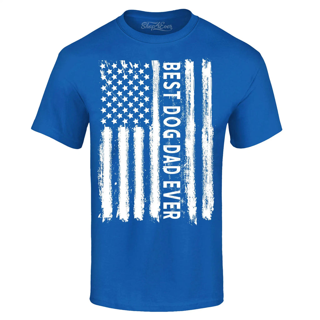 Best Dog Dad Ever USA Flag Distressed T-shirt Fur Dad Dog Lover Gift Tee Shirts