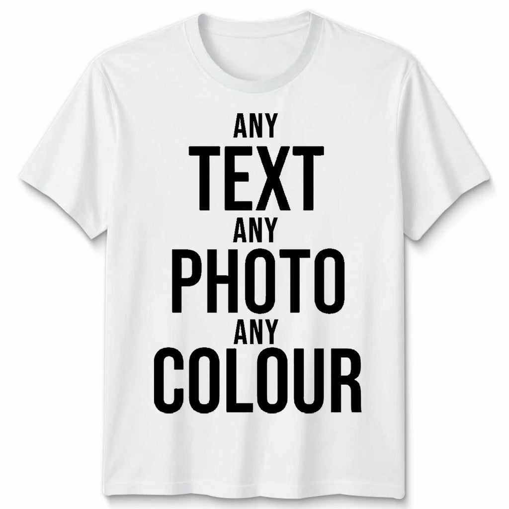 Personalised Unisex T Shirt Custom Name Text Photo Handmade Create Your Own