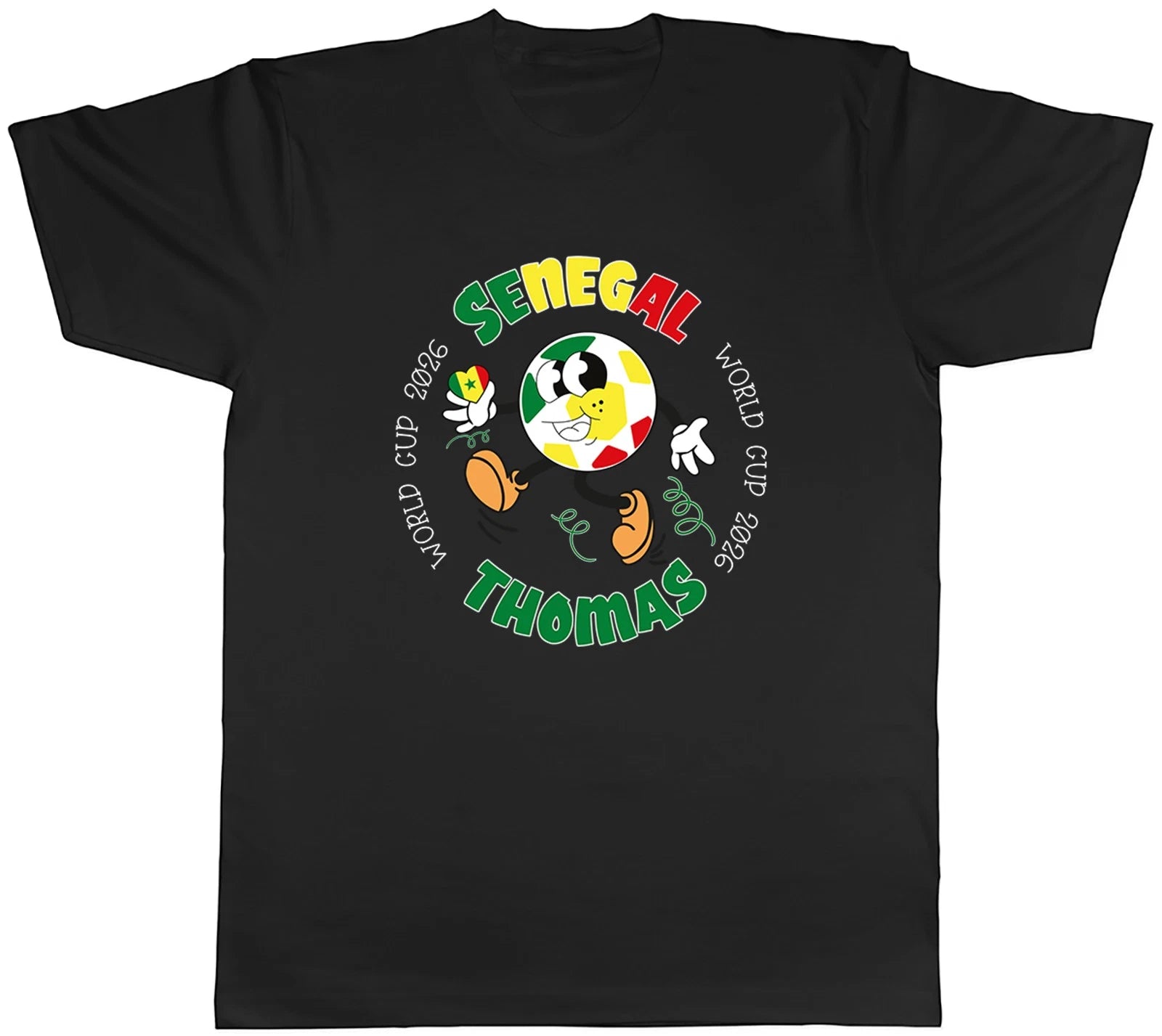 Personalised Senegal World Cup Heart Football Fan Mens T-Shirt Tee Gift Top