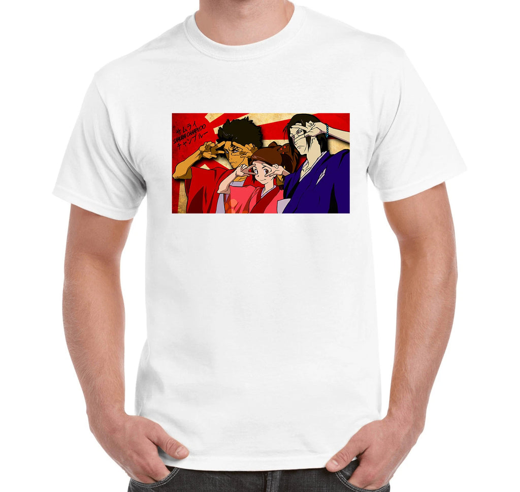 Samurai Champloo Anime Manga Characters Fan Art Printed Cotton Men's T-Shirt