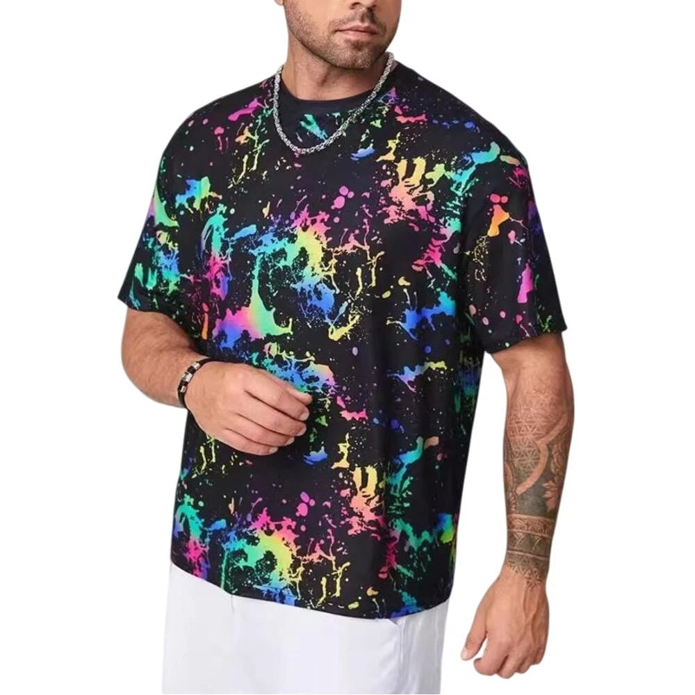 Mens colorful For graffiti print t shirt for casual and streetwear use