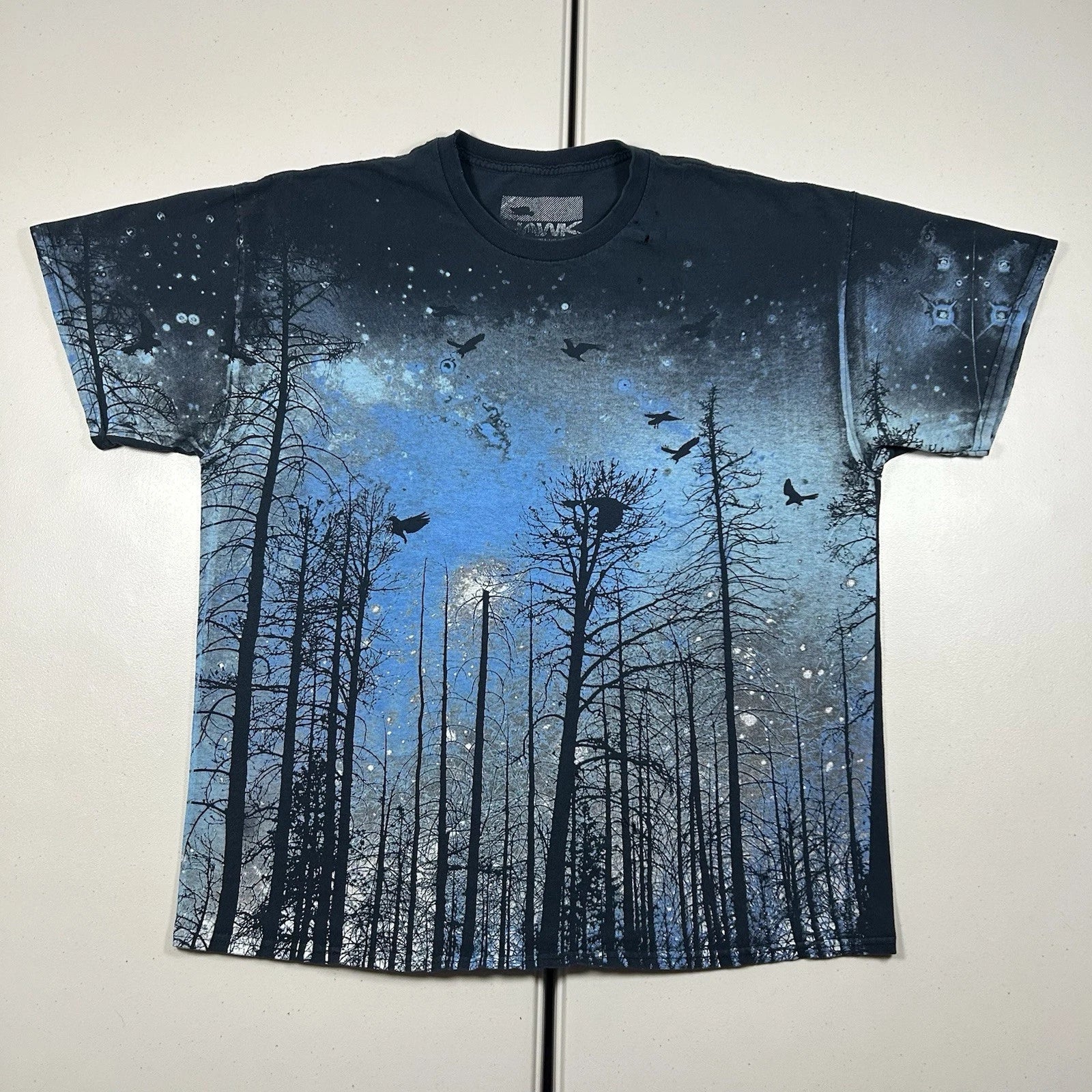 y2k Tony Hawk Shirt Size XL Trees Forest Haunted Woods Graphic Goth Grunge Skate