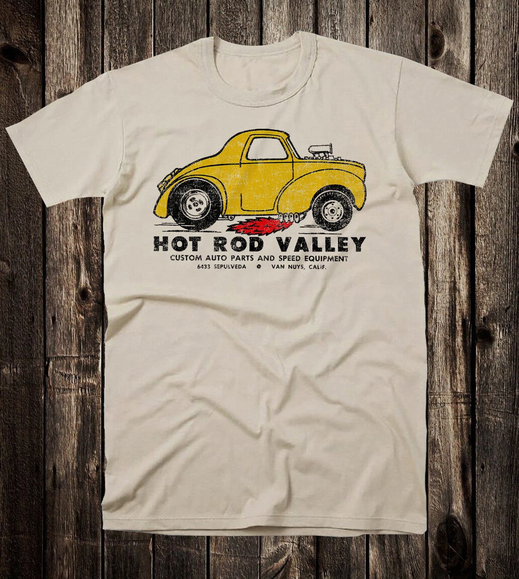 Retro Hot Rod Tee T Shirt Drag Race Racing Valley Custom Auto Parts Speed Shop