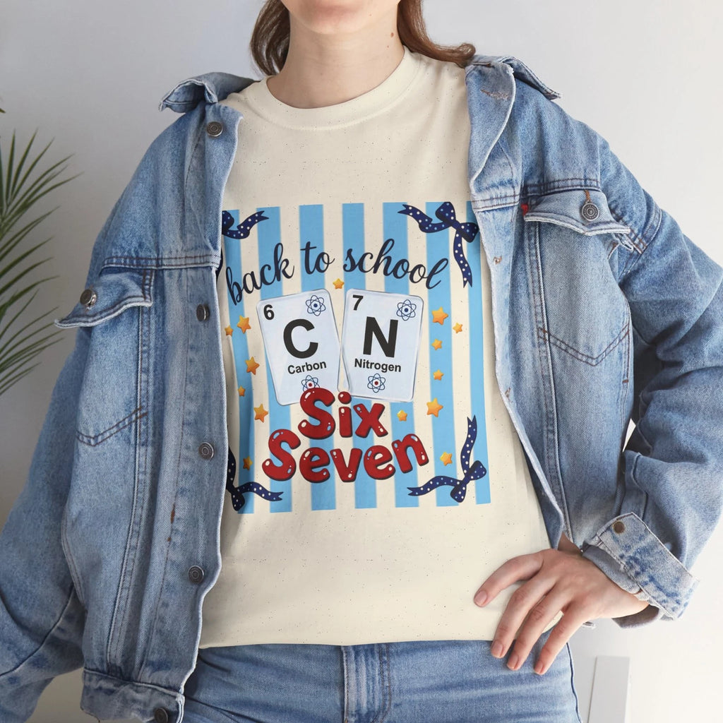 Funny Back to School Chemistry T-Shirt Carbon Nitrogen 'Six Seven' C N Tee