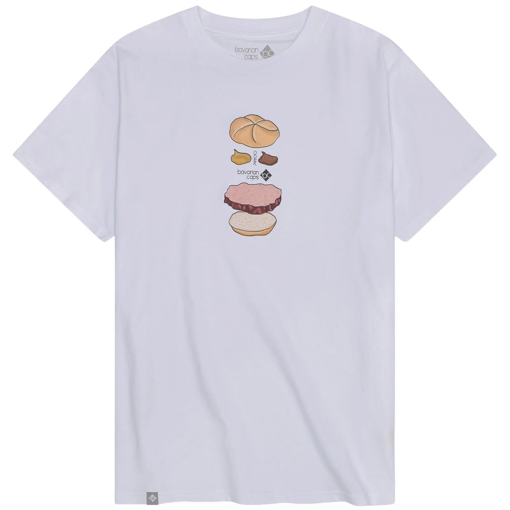 Bavarian Caps T-Shirt Bavarian Burger White Organic Cotton Print Regular Mens