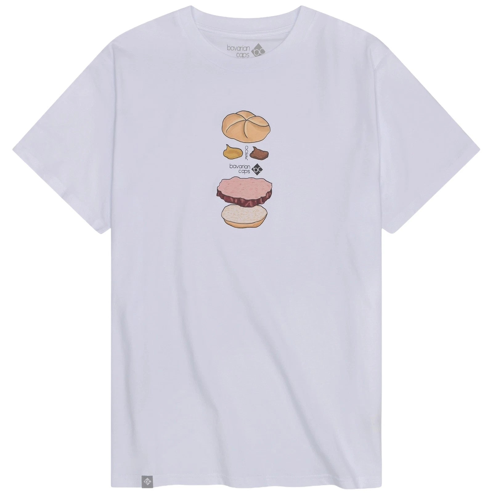 Bavarian Caps T-Shirt Bavarian Burger White Organic Cotton Print Regular Mens