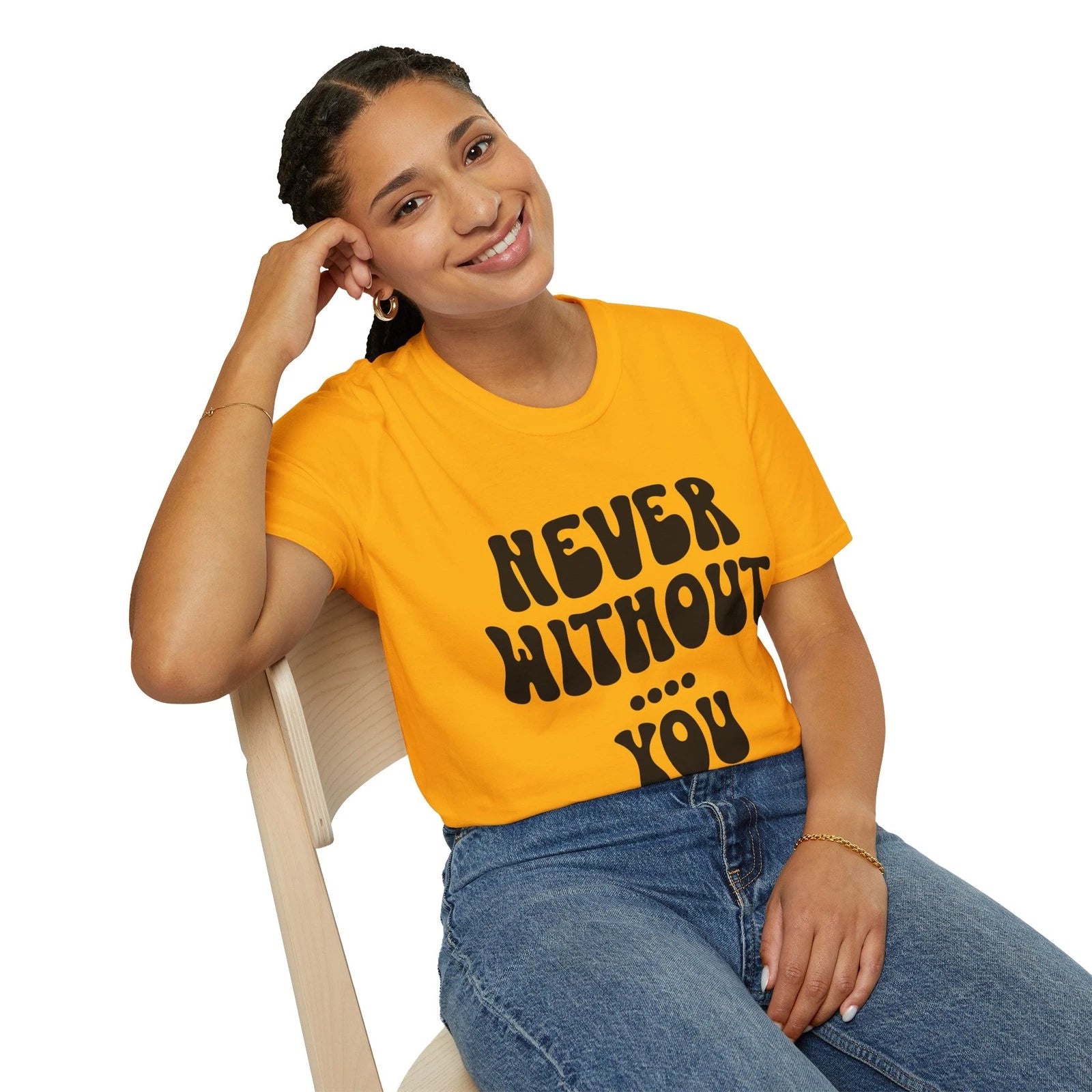 Unisex Softstyle T-Shirt with "Never Without You" Design