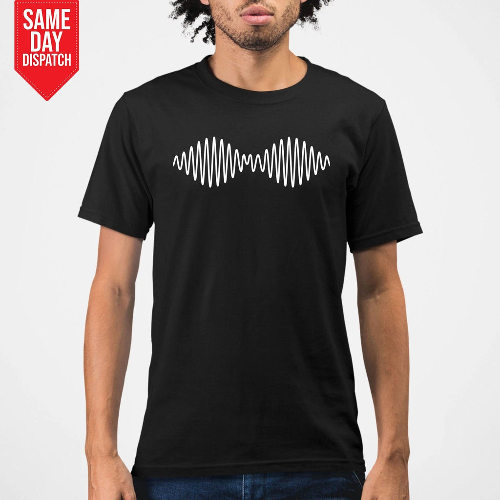 Arctic Monkeys T Shirt Crew Neck Printed Soundwave Design 100% Cotton Unisex Top