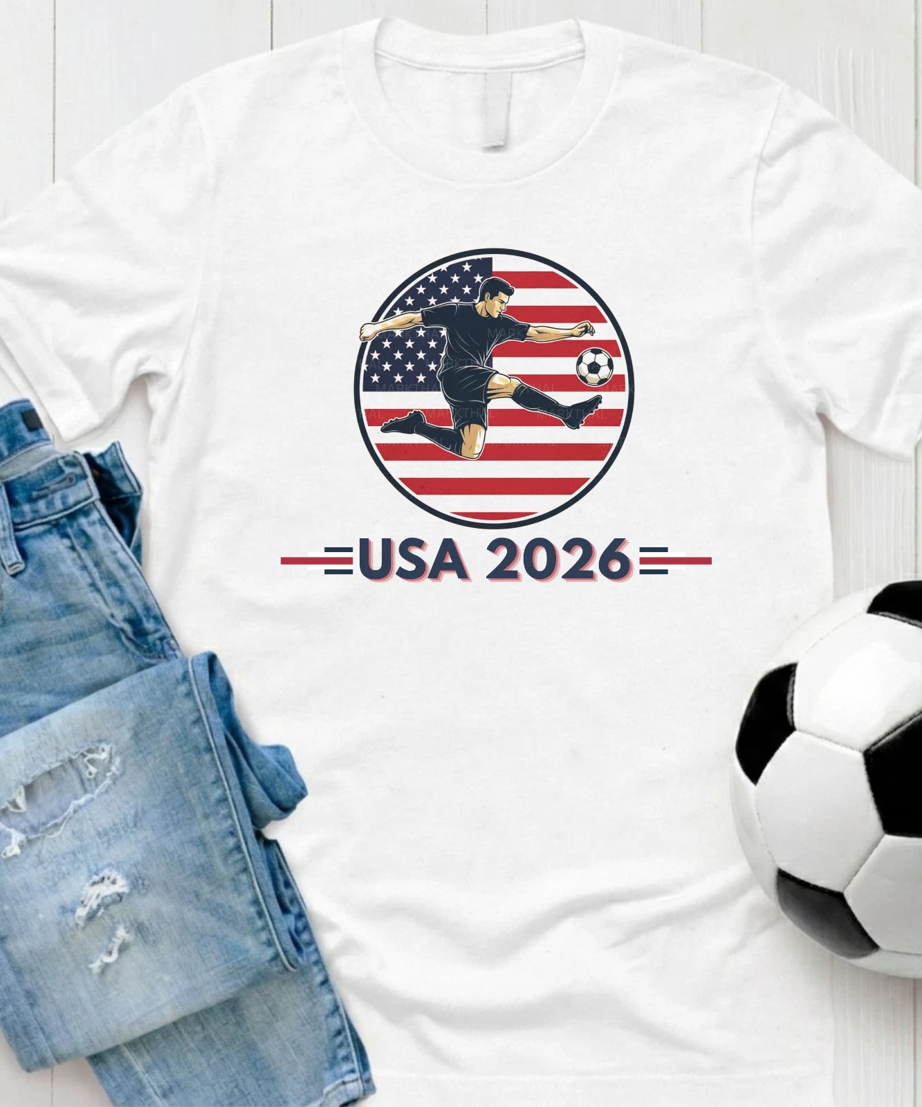 USA 2026 World Soccer TShirt Futbol Shirt American Flag Tee Gildan Unisex