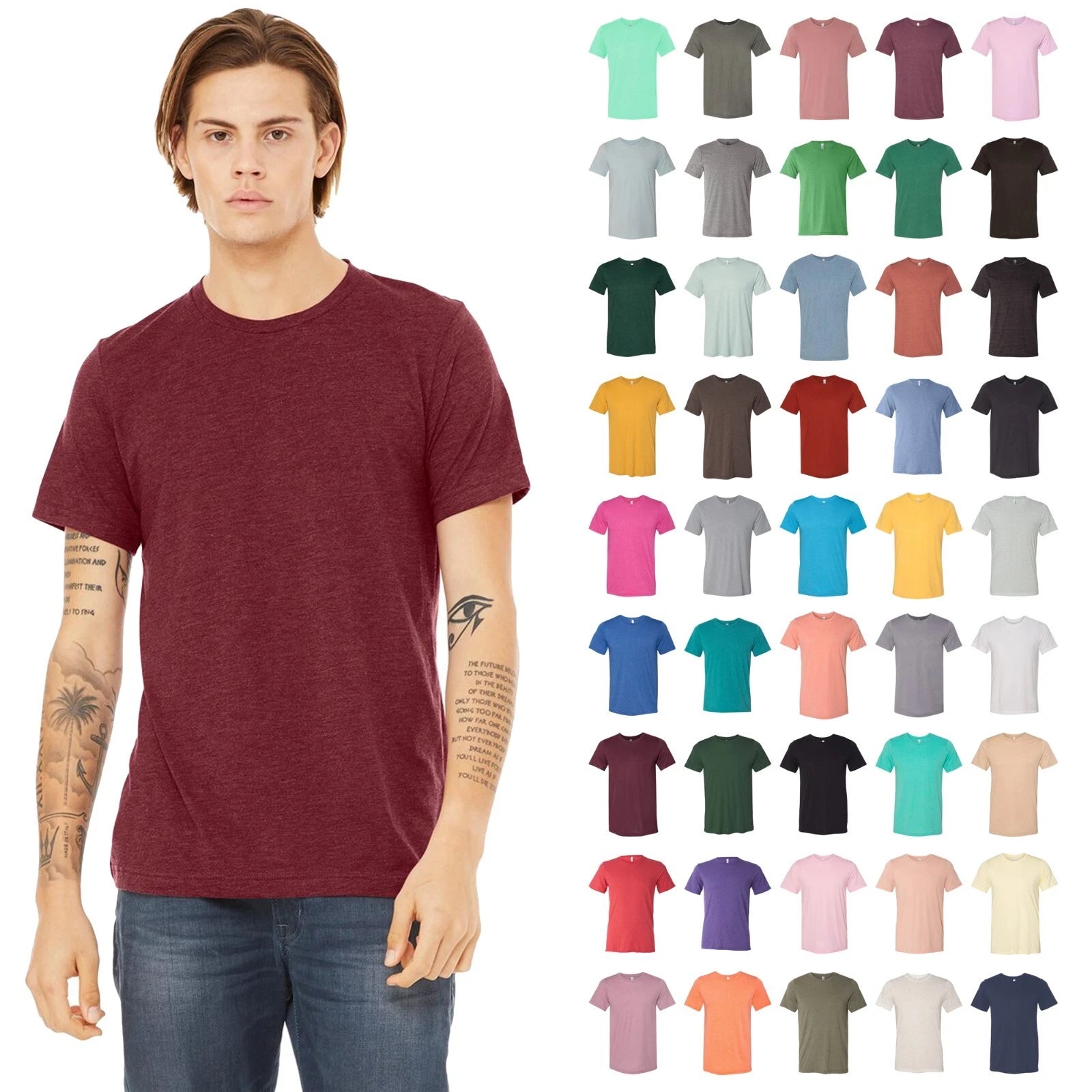 BELLA + CANVAS Unisex Triblend Tee Short Sleeve Plain Basic T-Shirt 3413