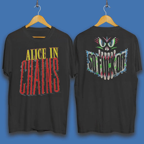Alice in Chains Shirt Social Parrasite Two Sides Black Men Full size Cotton