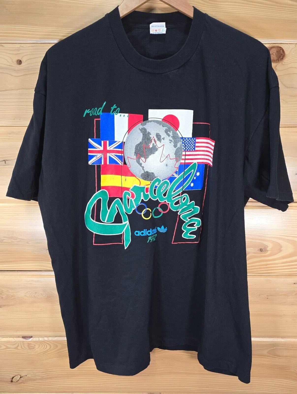 VTG Adidas Olympics Road To Barcelona Soccer 1992 T-Shirt Men XL/XXL READ