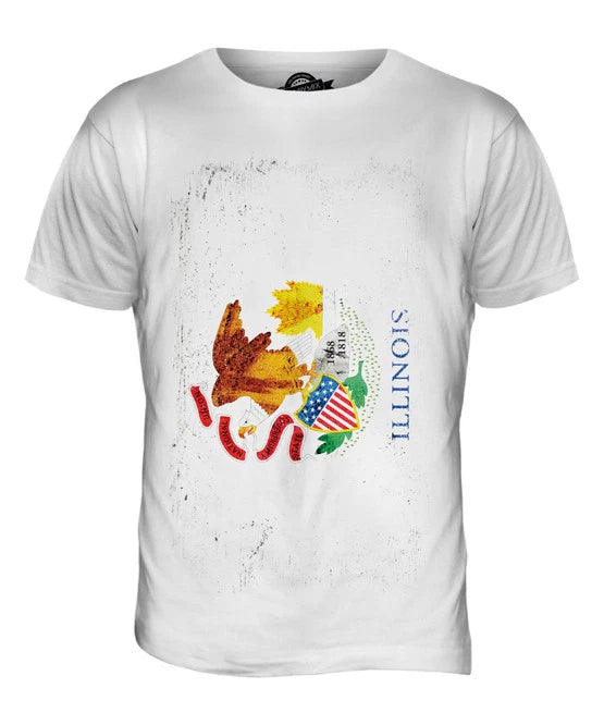 STATE ILLINOIS GRUNGE FLAG MENS T SHIRT TEE SHIRT XS S M L XL 2XL 3XL